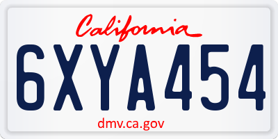 CA license plate 6XYA454