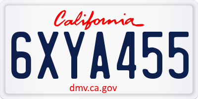 CA license plate 6XYA455