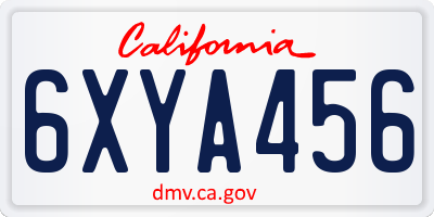CA license plate 6XYA456