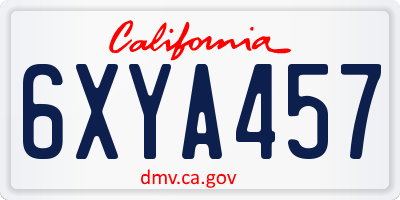 CA license plate 6XYA457