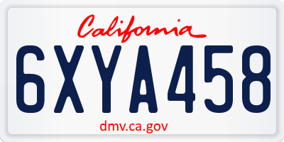 CA license plate 6XYA458