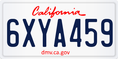 CA license plate 6XYA459