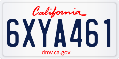 CA license plate 6XYA461