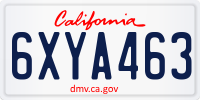 CA license plate 6XYA463