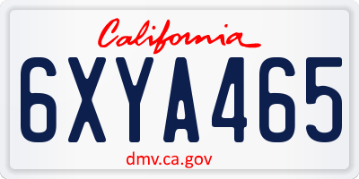 CA license plate 6XYA465