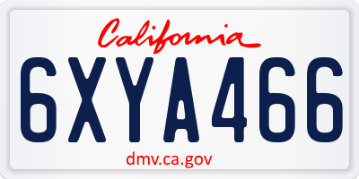 CA license plate 6XYA466