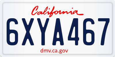 CA license plate 6XYA467