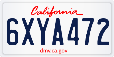 CA license plate 6XYA472