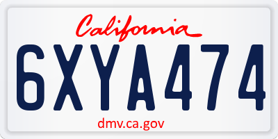 CA license plate 6XYA474
