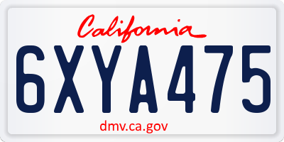 CA license plate 6XYA475