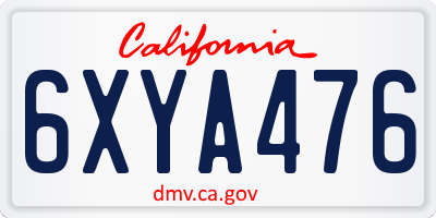 CA license plate 6XYA476