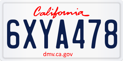 CA license plate 6XYA478