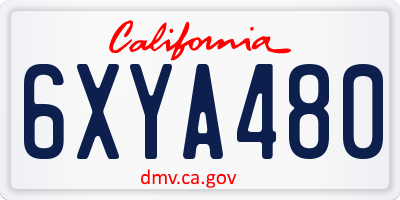 CA license plate 6XYA480