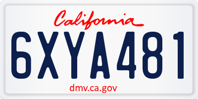 CA license plate 6XYA481