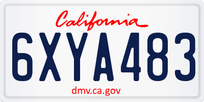 CA license plate 6XYA483