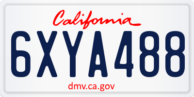 CA license plate 6XYA488