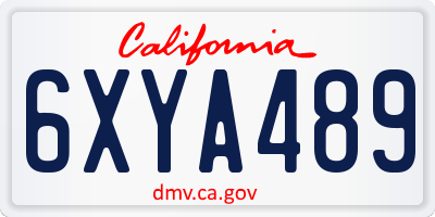 CA license plate 6XYA489