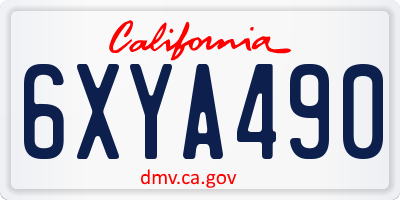 CA license plate 6XYA490