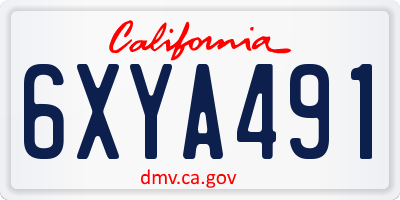 CA license plate 6XYA491