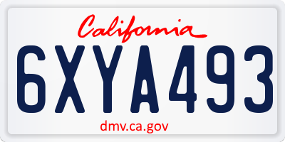 CA license plate 6XYA493