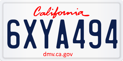 CA license plate 6XYA494