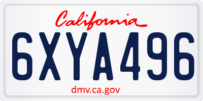 CA license plate 6XYA496
