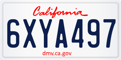 CA license plate 6XYA497
