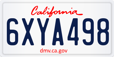 CA license plate 6XYA498
