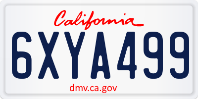 CA license plate 6XYA499