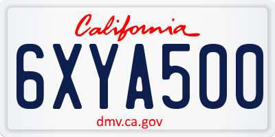 CA license plate 6XYA500