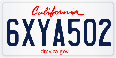 CA license plate 6XYA502