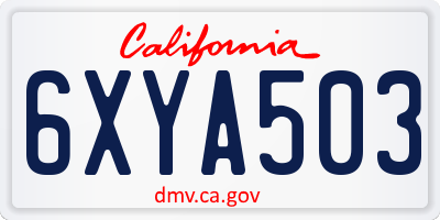 CA license plate 6XYA503