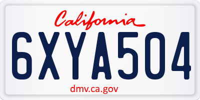 CA license plate 6XYA504
