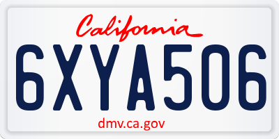 CA license plate 6XYA506