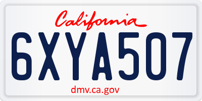 CA license plate 6XYA507
