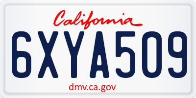 CA license plate 6XYA509