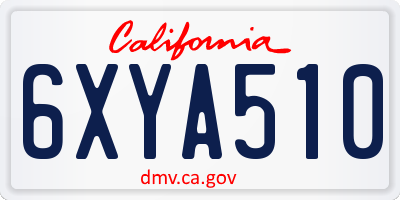 CA license plate 6XYA510