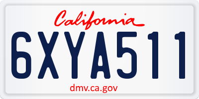 CA license plate 6XYA511