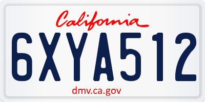 CA license plate 6XYA512