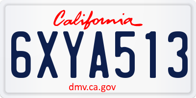 CA license plate 6XYA513