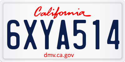 CA license plate 6XYA514
