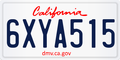 CA license plate 6XYA515
