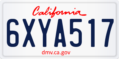 CA license plate 6XYA517