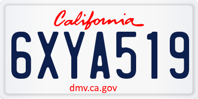 CA license plate 6XYA519