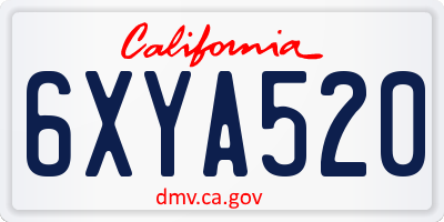 CA license plate 6XYA520
