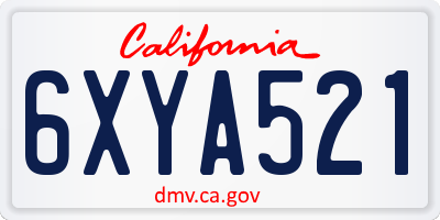 CA license plate 6XYA521