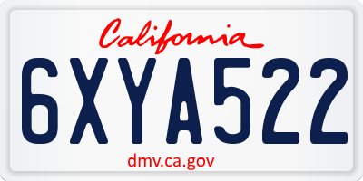 CA license plate 6XYA522