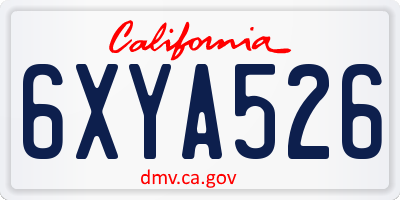CA license plate 6XYA526