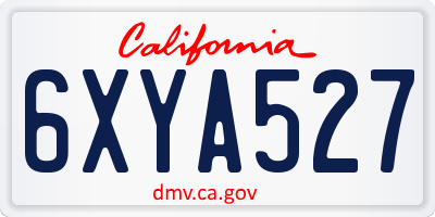 CA license plate 6XYA527