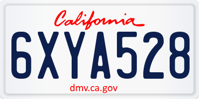 CA license plate 6XYA528